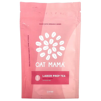 Labor prep tea, peach berry, caffeine free, 14 tea bags, 32 g by Oat ...