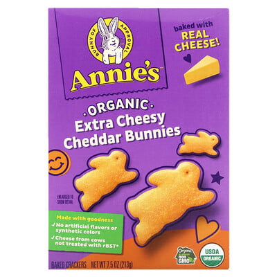 Organic Cheddar Bunnies, Baked Crackers, Extra Cheesy, 7.5 oz (213 g)