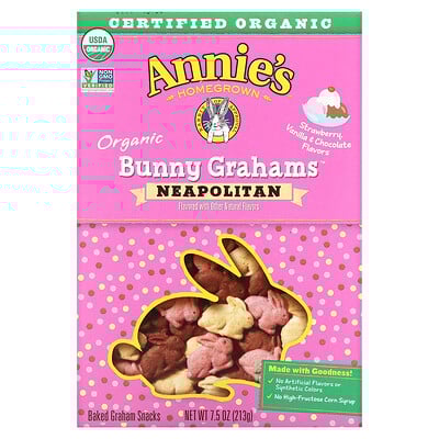 Organic Baked Bunny Graham Snacks, Neapolitan , 7.5 oz (213 g)