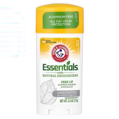Essentials with Natural Deodorizers, Deodorant, Unscented, 2.5 oz (71 g)