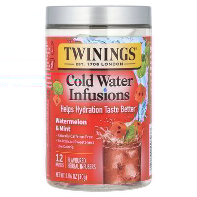 Cold Water Infusions, Flavoured Herbal Infusers, Watermelon & Mint, 12 Infusers, 1.06 oz (30 g)