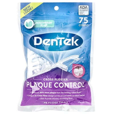 Cross Flosser, Plaque Control, Mouthwash Blast, 75 Floss Picks