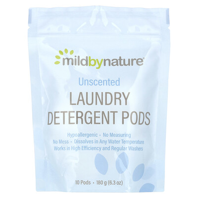 Laundry Detergent Pods, Unscented, 10 Pods, 6.3 oz (180 g)