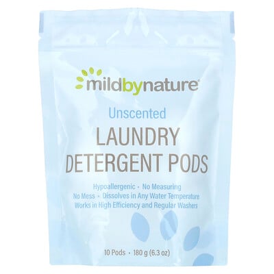 Laundry Detergent Pods, Unscented, 10 Pods, 6.3 oz (180 g)