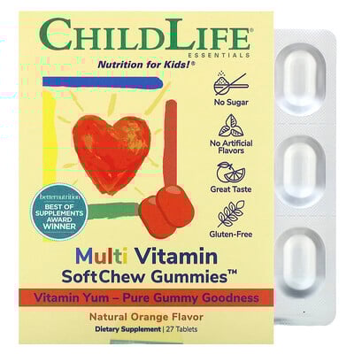 Multi Vitamin SoftChew Gummies, Natural Orange, 27 Tablets