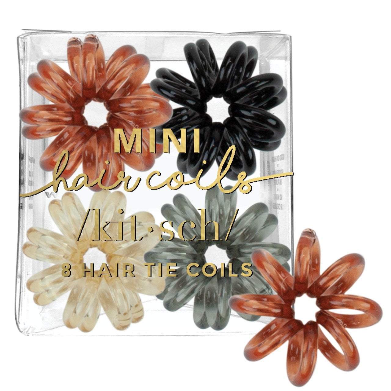 Mini Spiral Hair Ties  Coil Hair Ties  Phone Cord Hair Ties  Hair Coils - 8 Pcs  Brunette