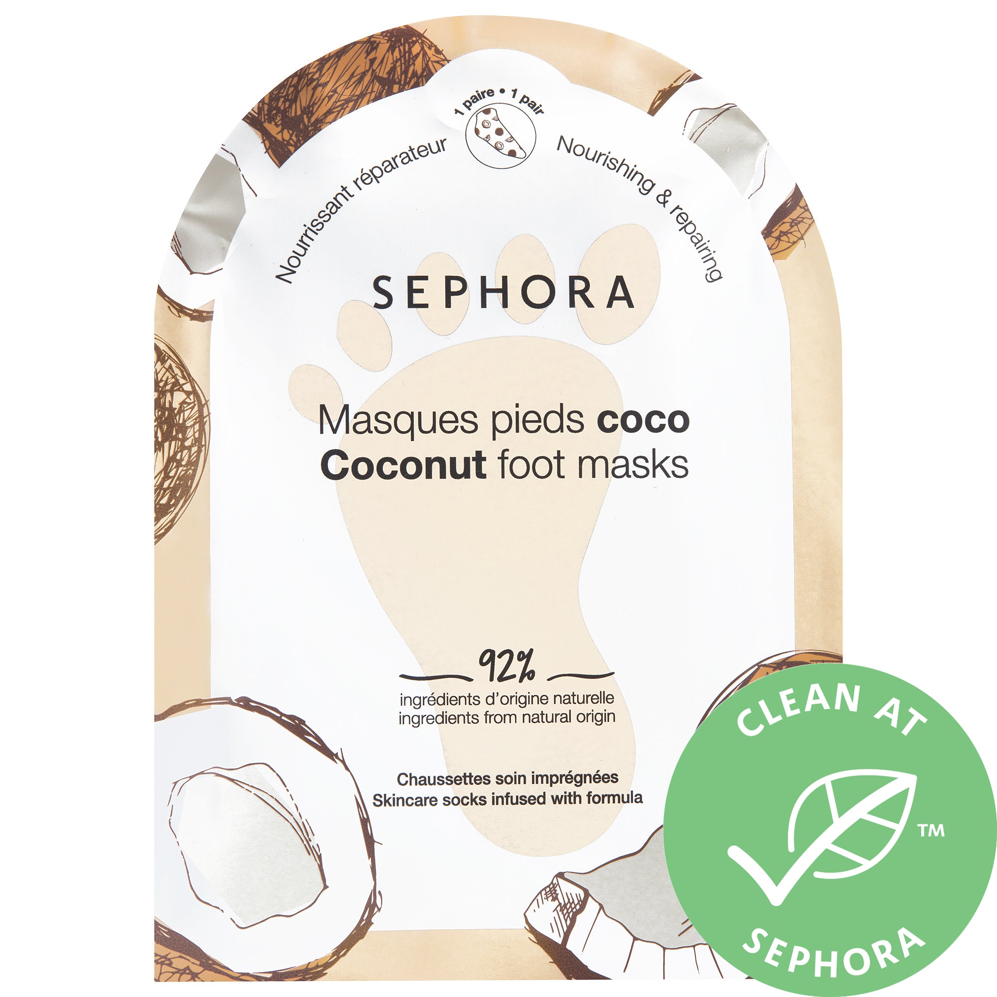 Foot Masks - Skincare Socks Infused with Formula Coconut Foot Mask