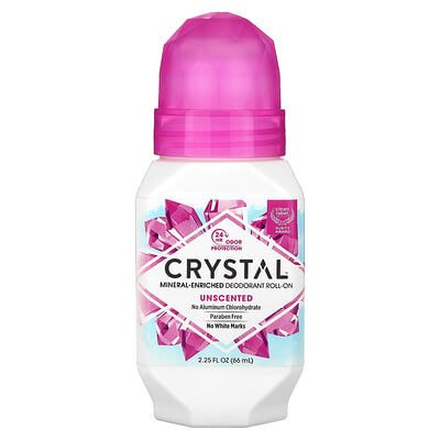 CRYSTAL, Mineral-Enriched Deodorant Roll-On, Unscented, 2.25 fl oz (66 ml)