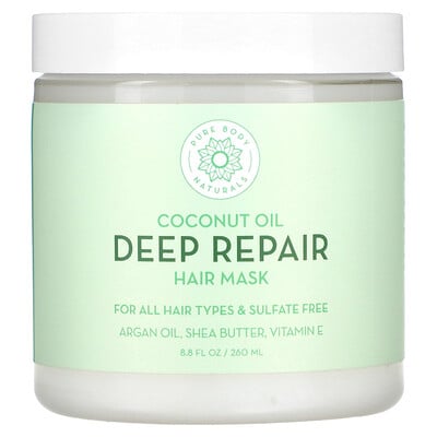 Pure Body Naturals, Coconut Oil Deep Repair Hair Mask, 8.8 fl oz (260 ml)