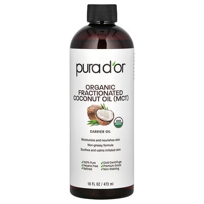 Pura D'or, Organic Fractionated Coconut Oil (MCT), 16 fl oz (473 ml)