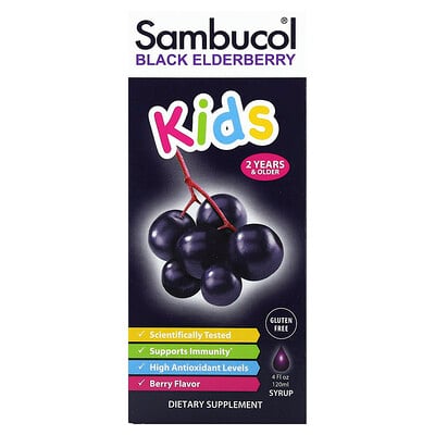 Sambucol, kids black elderberry syrup, 2 years & older, berry, 4 fl oz ...