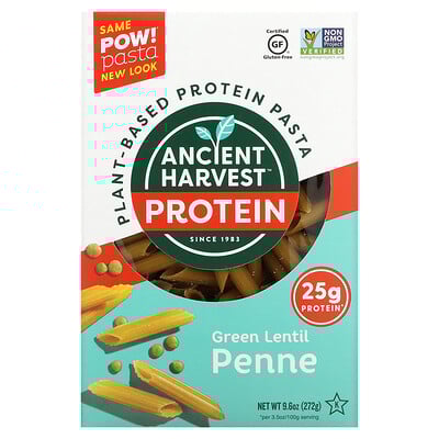 Ancient Harvest, Plant Based Protein Pasta, Green Lentil Penne, 9.6 oz (272 g)