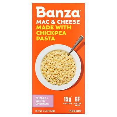 Banza, Mac & Cheese, Shells + White Cheddar, 5.5 oz (156 g)