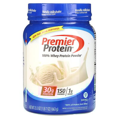 Premier Protein, 100% Whey Protein Powder, Vanilla Milkshake, 1 lb 7 oz (663 g)