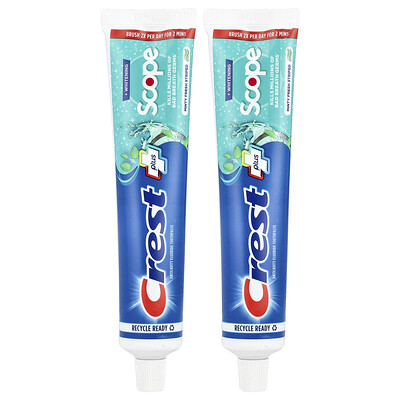 Crest, Plus Scope, Anticavity Fluoride Toothpaste, Minty Fresh Striped, 2 Pack, 5.4 oz (153 g) Each