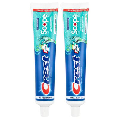 Crest, Plus Scope, Anticavity Fluoride Toothpaste, Minty Fresh Striped, 2 Pack, 5.4 oz (153 g) Each