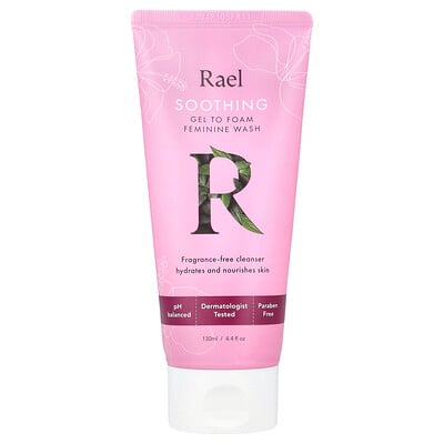 Rael, Gel To Foam Feminine Wash, Soothing, Fragrance Free, 4.4 fl oz (130 ml)