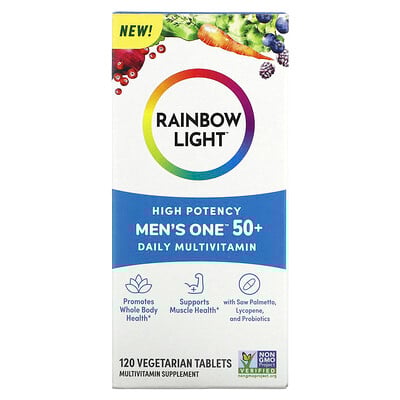 Rainbow Light, Men's One 50+ Daily Multivitamin, High Potency, 120 Vegetarian Tablets