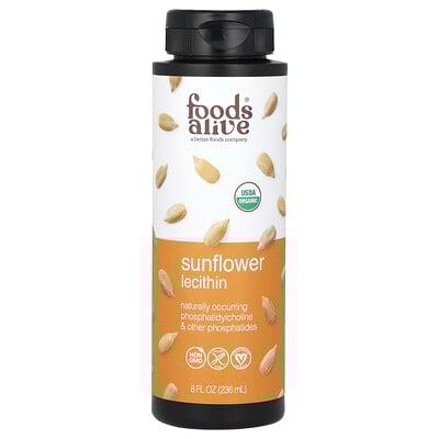 Foods Alive, Organic Sunflower Lecithin Liquid, 8 fl oz (236 ml)