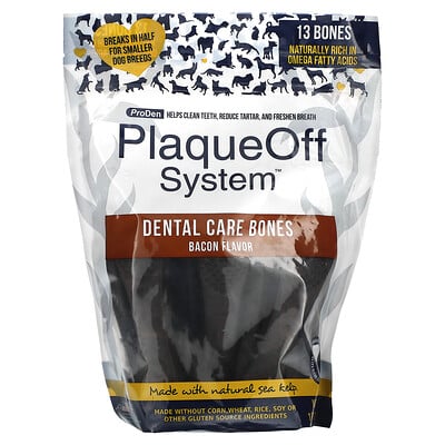 ProDen, PlaqueOff System, Dental Care Bones, For Dogs, Bacon, 13 Bones, 17 oz (482 g)