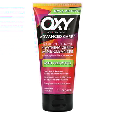 Oxy Skin Care, Soothing Cream Acne Cleanser with Prebiotics, Maximum Strength, 5 fl oz (148 ml)