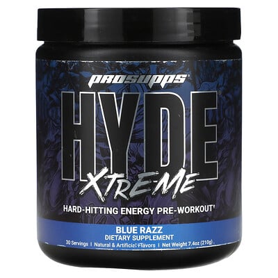 Hyde Xtreme, Hard-Hitting Energy Pre Workout, Blue Razz, 7.4 oz (210 g)