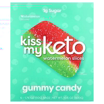 Gummy Candy, Watermelon Slices, 6 Bags, 1.76 oz (50 g) Each