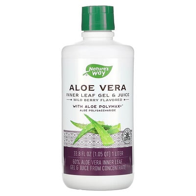 Aloe Vera, Inner Leaf Gel & Juice with Aloe Polymax, Wild Berry, 33.8 fl oz (1 Liter)
