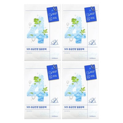 No.4 SOS Icy Soothing Beauty Sheet Mask, 4 Sheets, 0.91 fl. oz. (27 ml) Each