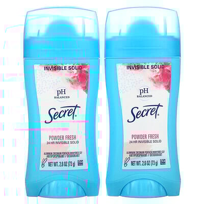 pH Balanced Antiperspirant/Deodorant, Invisible Solid, Powder Fresh, Twin Pack, 2.6 oz (73 g) Each