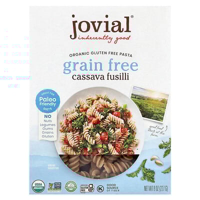 Organic Gluten Free Pasta, Cassava Fusilli, 8 oz (227 g)