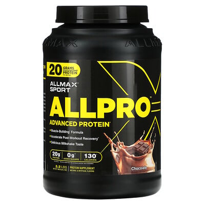 Sport, allpro™ advanced protein, chocolate, 3.2 lb (1,453 g) โดย Allmax ...