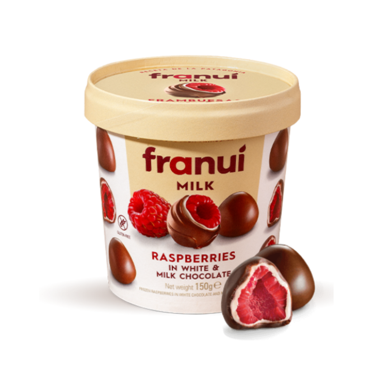 Framboises Enrobées De Chocolat Blanc Et Chocolat Au Lait - 150g
