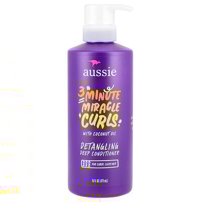 3 Minute Miracle Curls, Detangling Deep Conditioner, With Coconut, 16 Fl Oz (475 Ml)