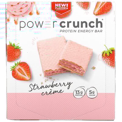 Power Crunch Protein Energy Bar, Strawberry Creme, 12 Bars, 1.4 Oz (40 G) Each
