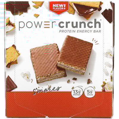 Power Crunch Protein Energy Bar, S'mores, 12 Bars, 1.4 Oz (40 G) Each