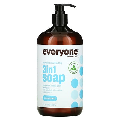 3 In 1 Soap, Body Wash, Bubble Bath, Shampoo, Unscented, 32 Fl Oz (946 Ml)