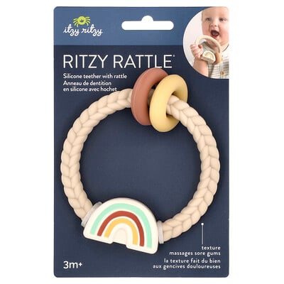 Ritzy Rattle®, Silicone Teether With Rattle, 3+ Months, Rainbow, 1 Teether