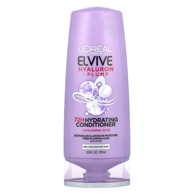 Elvive, Hyaluron + Pump, 72h Hydrating Conditioner, Dry, Dehydrated Hair, 12.6 Fl Oz (375 Ml)