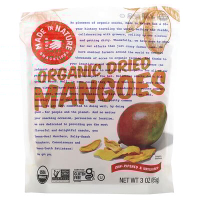 Organic Dried Mangoes, Sour-ripened & Unsulfured, 3 Oz (85 G)
