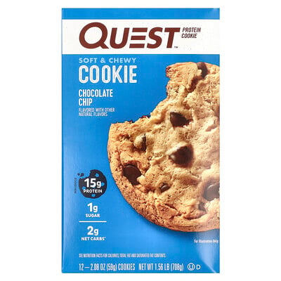 Protein Cookie, Chocolate Chip, 12 Cookies, 2.08 Oz (59 G) Each