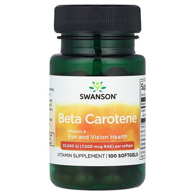 Beta Carotene, 25,000 Iu (7,500 Mcg Rae), 100 Softgels