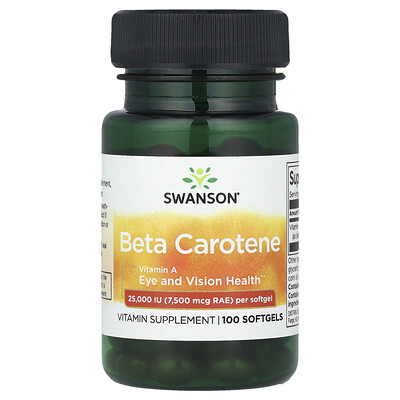 Beta Carotene, 25,000 Iu (7,500 Mcg Rae), 100 Softgels