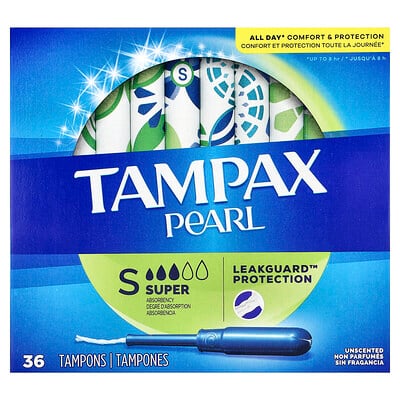 Pearl, Super, Unscented, 36 Tampons
