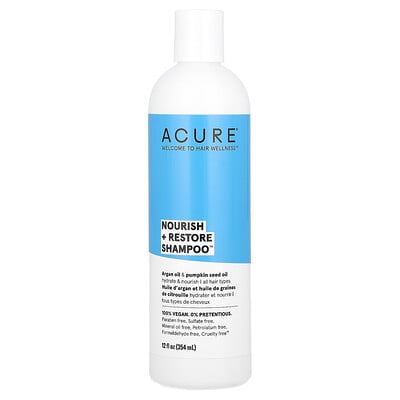 Nourish + Restore Shampoo, All Hair Types, Argan Oil & Pumpkin Seed Oil