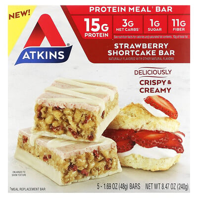 Protein Meal Bar, Strawberry Shortcake, 5 Bars, 1.69 Oz (48 G)