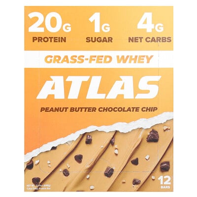Grass-fed Whey Protein Bar, Peanut Butter Chocolate Chip