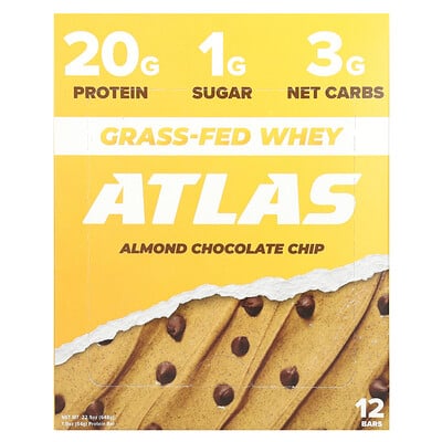 Grass-fed Whey Protein Bar, Almond Chocolate Chip