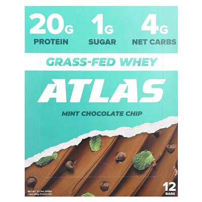 Grass-fed Whey Protein Bar, Mint Chocolate Chip