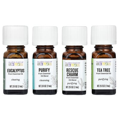 Purify Kit, Clearing Pure Essential Oils, 4 Bottles, 0.25 Fl Oz (7.4 Ml)